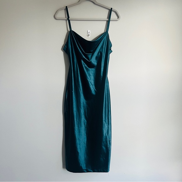 Cowl Neck Satin Midi Dress - Picture 3 of 4